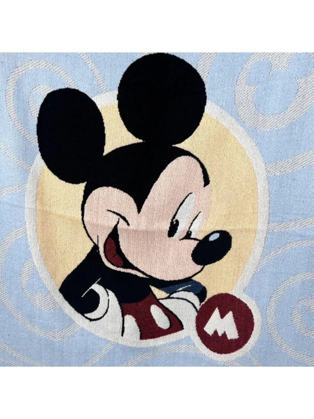 DISNEY MICKEY MOUSE WOVEN THROW BLANKET TAPESTRY W/ FRINGE EDGES APPROX. 60X49.5